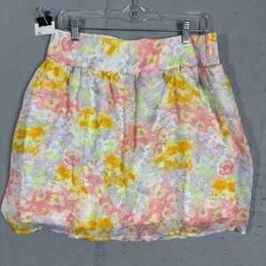 Maurices Floral Pull on Silky Skirt built in slip size Medium